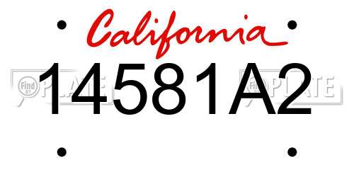 14581A2 California License Plate