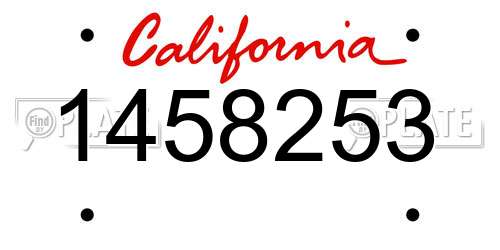 1458253 California License Plate