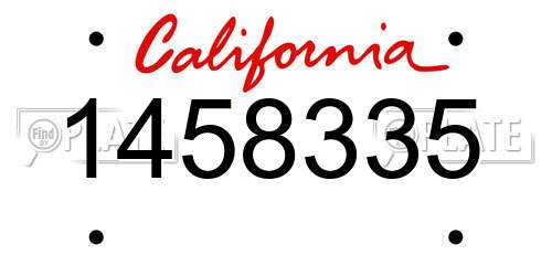 1458335 California License Plate