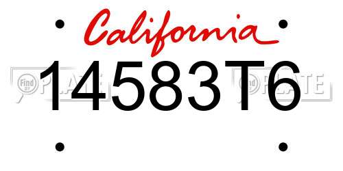 14583T6 California License Plate