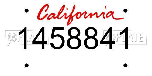 1458841 California License Plate
