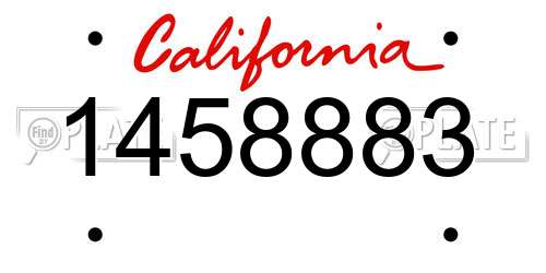 1458883 California License Plate