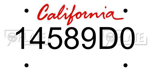 14589D0 California License Plate