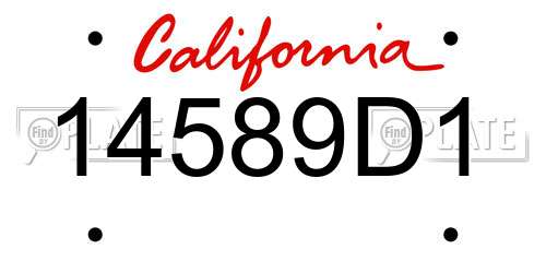 14589D1 California License Plate