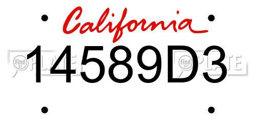 14589D3 California License Plate