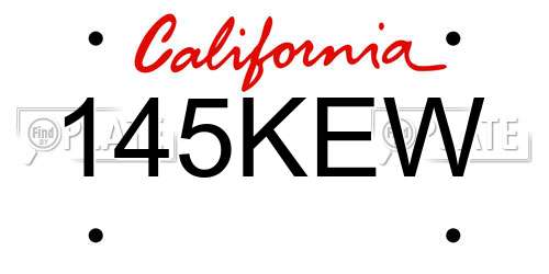 145KEW California License Plate