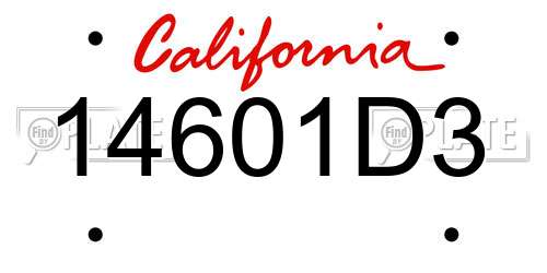 14601D3 California License Plate