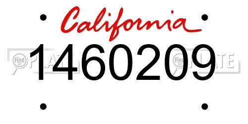 1460209 California License Plate