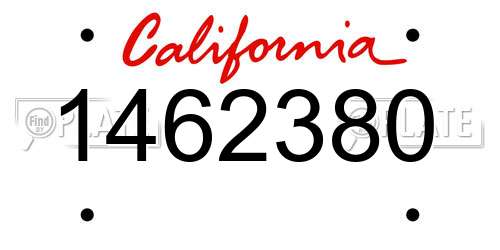 1462380 California License Plate