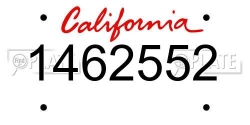 1462552 California License Plate