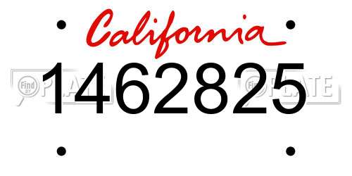 1462825 California License Plate