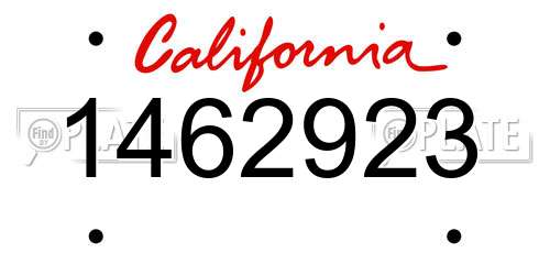 1462923 California License Plate