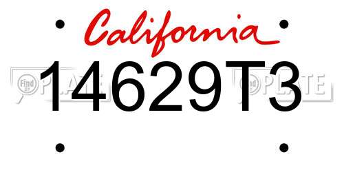 14629T3 California License Plate