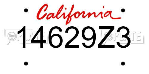 14629Z3 California License Plate