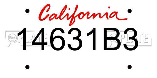 14631B3 California License Plate