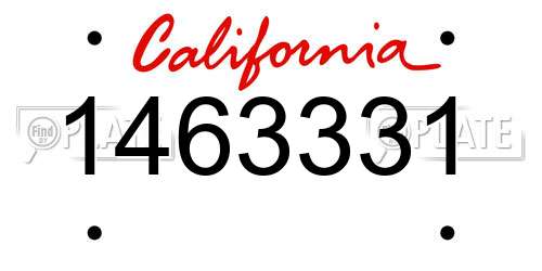 1463331 California License Plate