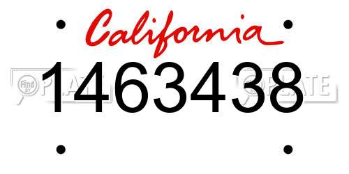 1463438 California License Plate