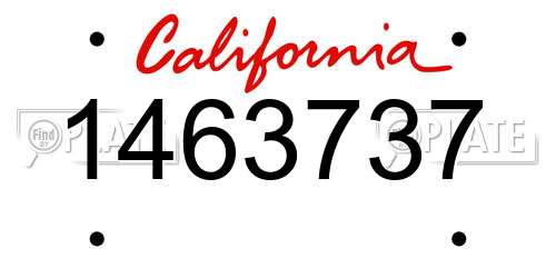 1463737 California License Plate