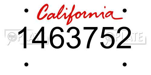 1463752 California License Plate