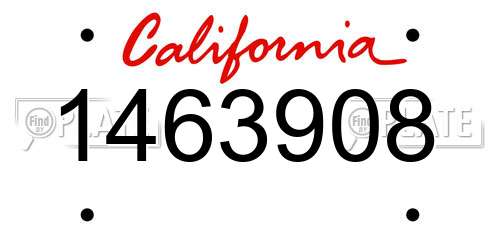 1463908 California License Plate