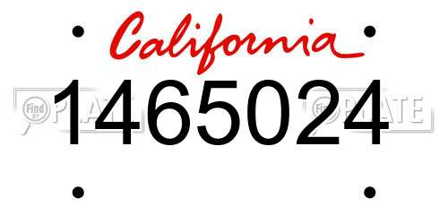 1465024 California License Plate