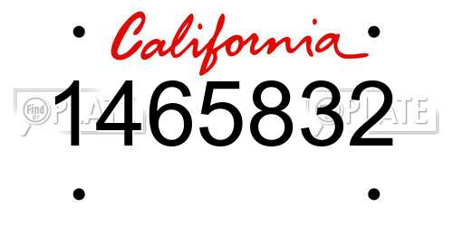 1465832 California License Plate