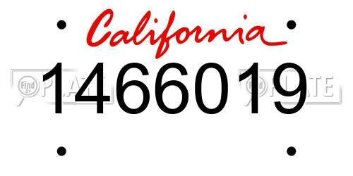 1466019 California License Plate