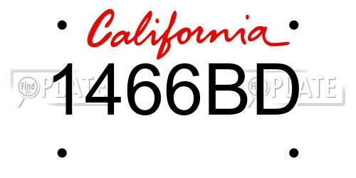 1466BD California License Plate