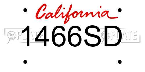 1466SD California License Plate