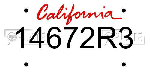 14672R3 California License Plate