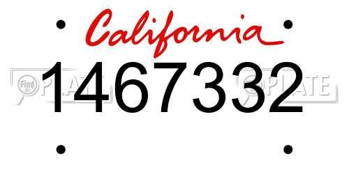 1467332 California License Plate