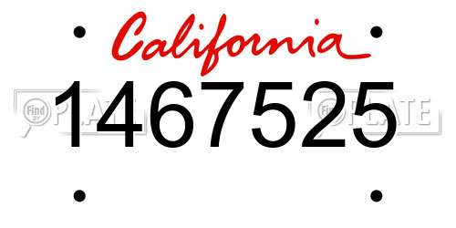 1467525 California License Plate