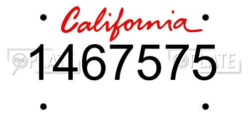 1467575 California License Plate