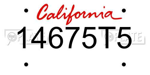 14675T5 California License Plate