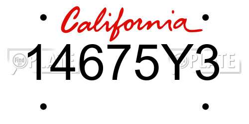 14675Y3 California License Plate