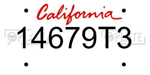14679T3 California License Plate