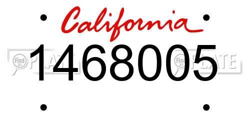 1468005 California License Plate