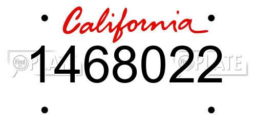1468022 California License Plate