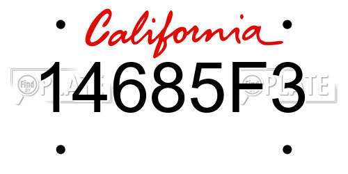 14685F3 California License Plate