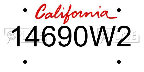 14690W2 California License Plate