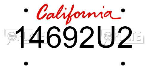 14692U2 California License Plate