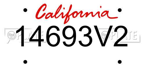 14693V2 California License Plate