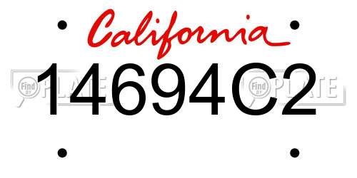 14694C2 California License Plate