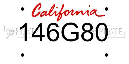 146G80 California License Plate