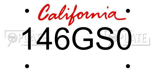 146GS0 California License Plate