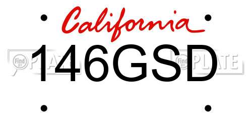 146GSD California License Plate