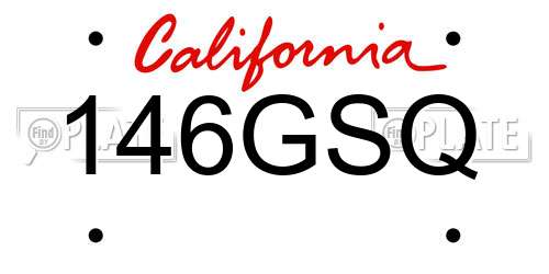 146GSQ California License Plate