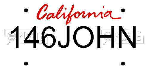 146JOHN California License Plate