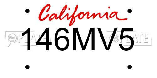 146MV5 California License Plate