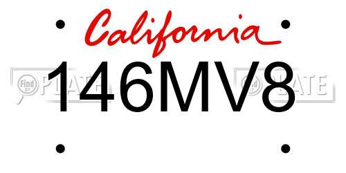 146MV8 California License Plate